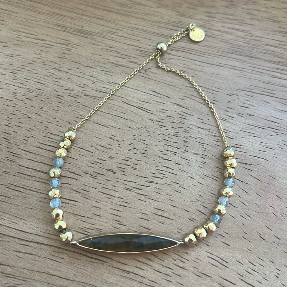 Gorjana Adjustable Grey and Gold Beaded Bracelet